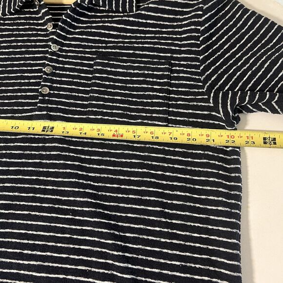 Thom Browne Knit Polo Mens 5 Blue Terry Short Sleeve Striped Collared Luxury - Picture 6 of 8